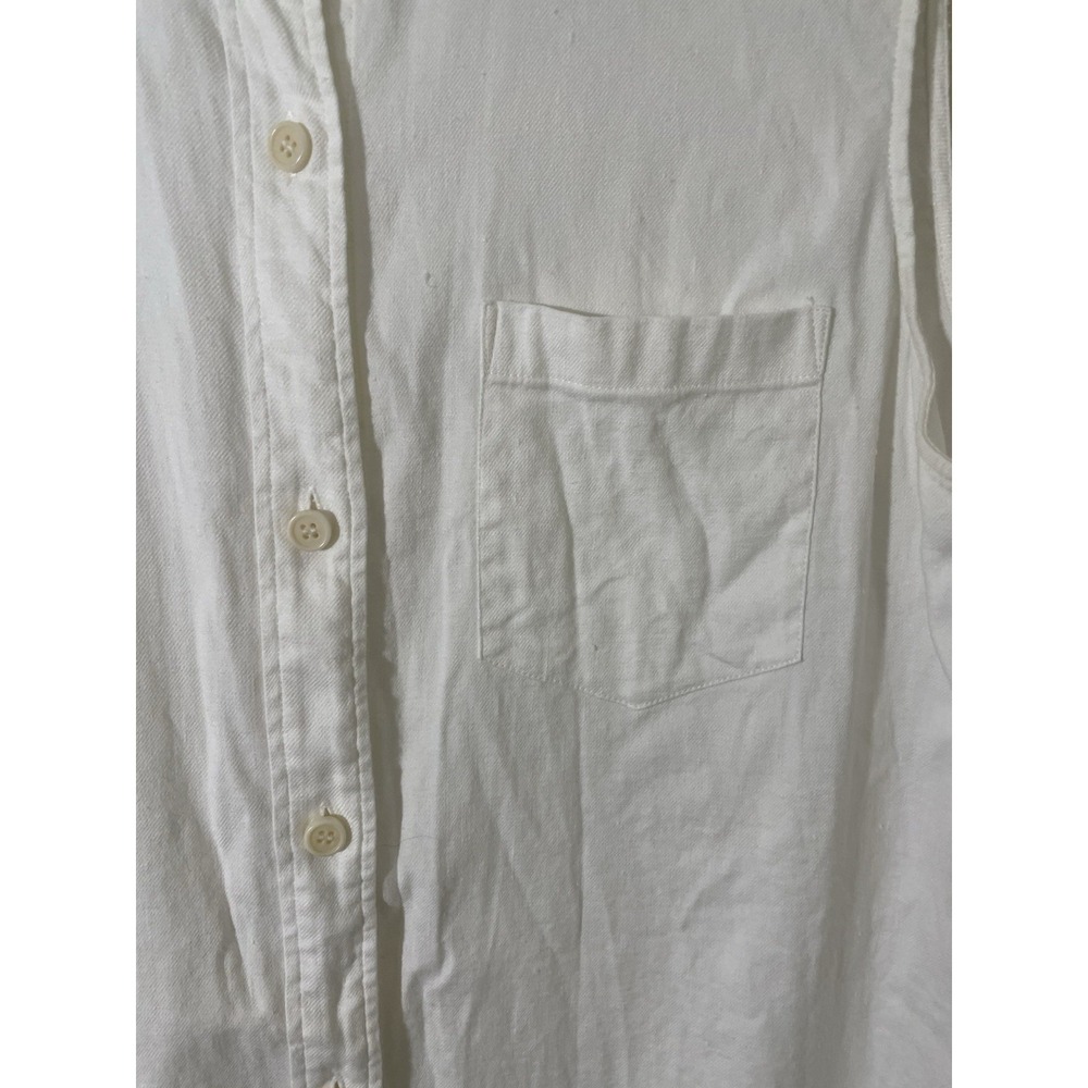 Theory Medium White Linen Sleeveless Button Up Top Collared Minimalist Lagenlook - Picture 4 of 7
